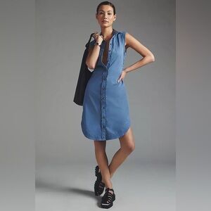 Anthropologie Pilcro Blue Collared Shirt Dress Womens Size 4